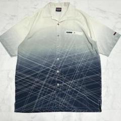 00s Y2K プラチナムフブ 総柄 半袖シャツ ロゴ刺繍 2XLサイズ 00s-ROCA WEARバイク総柄オープンカラー半袖シャツXL西海岸Y2K