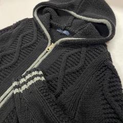 TOMMY ニットセーター ジップアップ ブラック メンズL