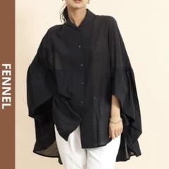 定価18900円◆新品タグ付き◆ヤマダヤ◆ ポンチョコットンブラウス　ブラック ヤマダヤ FENNEL コットン100 ボリュームポンチョブラウス