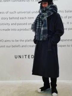 UNITED TOKYO ボリューム マフラー ブラック グレー 早い者勝ち】UNITED TOKYO マフラー ブラック × グレー