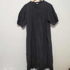 apres jour mignonアプレジュール　ブラック　ロングワンピース　麻