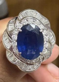 SALE PT天然サファイアリング 大粒1.14ct 華やかデザイン 11号強 SALE PT天然サファイアリング 大粒1.14ct 華やかデザイン 11号強