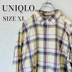 UNIQLO チェック柄 長袖シャツ XL イエロー