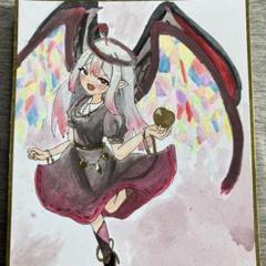 手書きイラスト　オリジナル作品　ハンドメイド　色紙