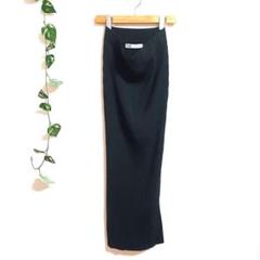 a1550　【ZARA 】　イージーロングリブスカート　ダークグリーン　春夏秋