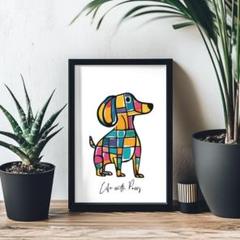 アメリカンヴィンテージ　Ruth Lais 3色柄　ダックスフンド　アクリル絵画 アメリカンヴィンテージ Ruth Lais 3色柄 ダックスフンド