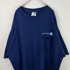 USA製 90s 企業系 ワンポイント ポケット Tシャツ ネイビー