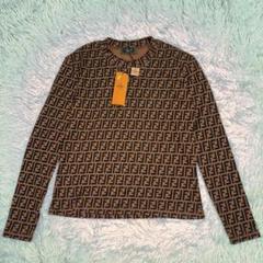 Fendi 長袖Tシャツ カットソー　ブラウン ズッカ柄　イタリア製 希少 FENDI フェンディ 長袖Tシャツ カットソー ズッカ ブラウン
