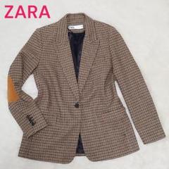 【ZARA】 ザラ テーラードジャケット ハウンドトゥース エルボーパッチ ZARA テーラードジャケット エルボーパッチ 肘当て - メルカリ