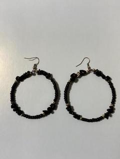 トルコ土産ピアス ブラックフープ
