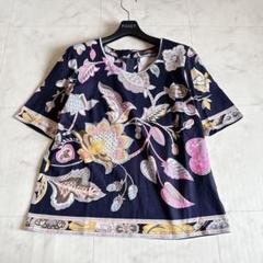 極美品✨大きいサイズ42 レオナール コットンTシャツ 花柄