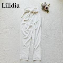 【リリディア】ハイウエストリボンパンツ（S）テーパード アンクル丈 綺麗め 白 リリディア】ハイウエストリボンパンツ（S）テーパード アンクル