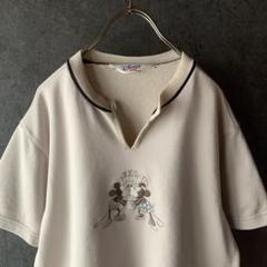 【超希少】Disney ミッキー スウェット Tシャツ 刺繍 レトロ スキッパー