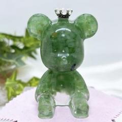 【(*´꒳`*)】グリーンクォーツのくまちゃん形オルゴナイト☆他３点 オルゴナイト 闇夜の聖石 黒曜石 5.7cm オルゴナイト黒 球