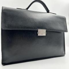希少✨ LOEWE ビジネスバッグ ブリーフケース ロゴ型押し レザー 2室 黒