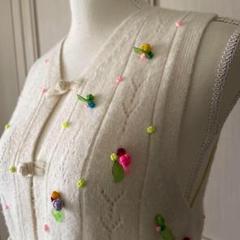T ヤンヤン yanyan 花柄 総柄 刺繍 ジレ ベスト シャツ ニット