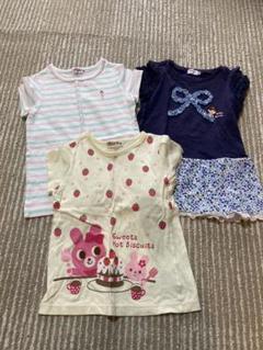 ミキハウス　キッズTシャツ 3点セット（いちご柄・刺繍） 女の子服　リーナちゃん