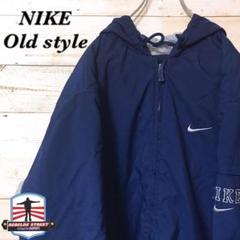 《激レア》NIKE ナイキ ネイビー☆ナイロンジャケット L 袖 刺繍ロゴ
