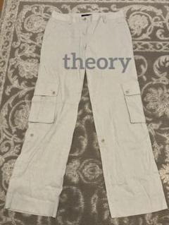 theory ベージュ カーゴパンツ　麻62% ロールアップ