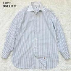 【美品】LUIGI BORRELLI グレー縦ストライプパンツ イタリア製 美品】LUIGI BORRELLI グレー縦ストライプパンツ イタリア製