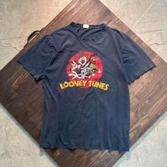 7SM3【LOONEY TUNES】フロントプリント　アニメTシャツ　黒　古着