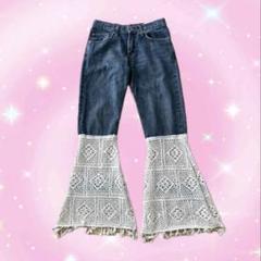 正規店仕入れの リメイク 再構築 boy】Lee Panama ブーツカット レース デニム パンツ