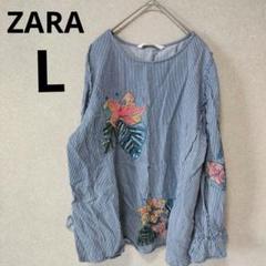 新品☆ZARA ザラ ストライプ柄パフスリーブチュニック XS ZW COLLECTION ストライプ柄チュニックワンピース - ストライプ