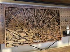 【美品・一点物】神秘的な幾何学模様 ウッドアートパネル　木製アート