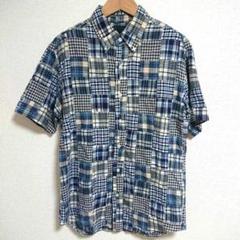 美品 ダブルワークス ボタンダウン パッチワーク 半袖シャツ