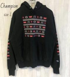 チャンピオン　Champion　リバースウェーブ　刺繍　パーカー　プリント L