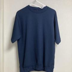 MUJI ネイビー UVカット乾きやすいワッフルクルーネック半袖Tシャツ