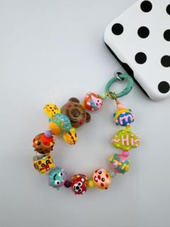 手描き風　レジン クマ　ハンドメイド　手作り　キーホルダー　ストラップ