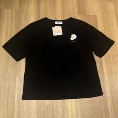 新品　うさまる　レディース　婦人　胸刺繍半袖Tシャツ　トップス　ブラック　黒　M
