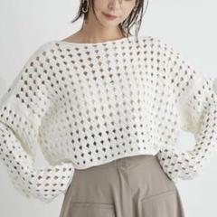 【24ss】emmi atelierクロップドメッシュニット emmi（エミ）の「【emmi atelier】クロップドメッシュニット