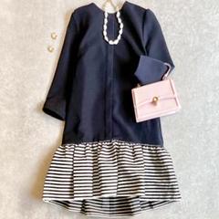 BORDERS at BALCONY 肩パール ロングワンピース 36 ネイビー