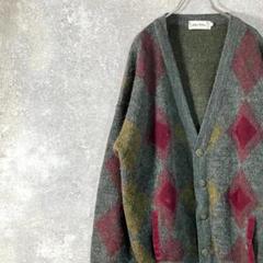 スペイン製　John Peter　カーディガン　セーター　グレー　アーガイル