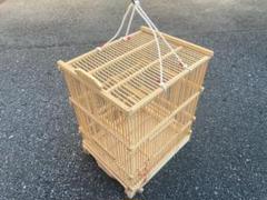竹製木製鳥かご 中型 格子窓　うぐいす　コガラ　インコ　文鳥　名人籠　昭和レトロ 竹製木製鳥かご 中型 格子窓 うぐいす コガラ インコ 文鳥 名人