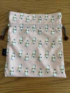 猫柄 巾着袋 ピンク