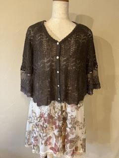 axes femme 森ガール 古着 刺繍レース 半袖フリルカーディガン axes femme 森ガール 古着 刺繍レース 半袖フリルカーディガン