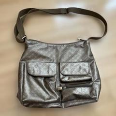 ゲラルディーニ　ショルダーバック　グレー 極美品☆GHERARDINI ゲラルディーニ ソフティーロゴ入り レザー