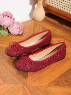 オッフェン offen ニット フラットシューズ 赤 レッド 26cm 42