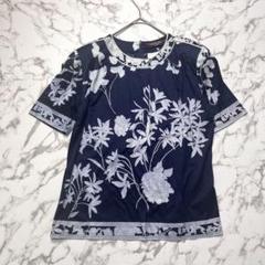 美品✨レオナール 半袖 Tシャツ 花柄 黒 コットン 綿 人気デザイン