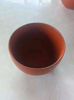オレンジ色 陶器 茶碗 2個セット