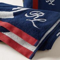 新品 ラルフローレン ビーチタオル バスタオル ビッグポニー 赤×紺ストライプ Ralph Lauren - 新品未使用☆ラルフローレン ビッグポニー
