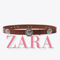 ZARA フラワーモチーフ レザーベルト - メルカリ