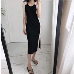 ☆BUYMA購入　ノースリーブ　ロングニットワンピース バイカラー☆のサムネイル