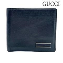 GUCCI グッチ レザー 二つ折り財布 小銭入れ ブラック メンズ レディース
