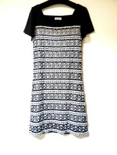 夏 ワンピース レース ニット 黒 Riche(リッシェ) シフォン S-M