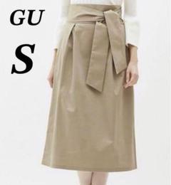【美品】GU ハイウエストスカート　タック　ウエストゴム　コットン　春夏