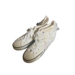 T0683 新品　レース　スニーカー　パール　バレエコア　白　24.5 韓国